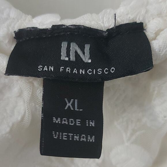 I.N. San Francisco Off Shoulder White Lace Sheer Floral Blouse XL Cottagecore - Picture 10 of 12